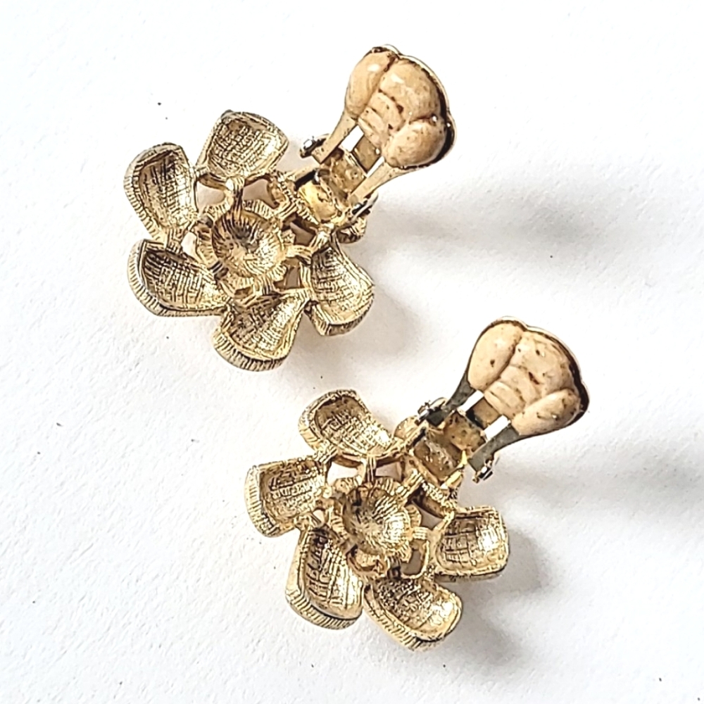 EMMONS VINTAGE BRACELET & CLIP EARRINGS SET DEMI-PARURE GOLDTONE - Picture 4 of 12